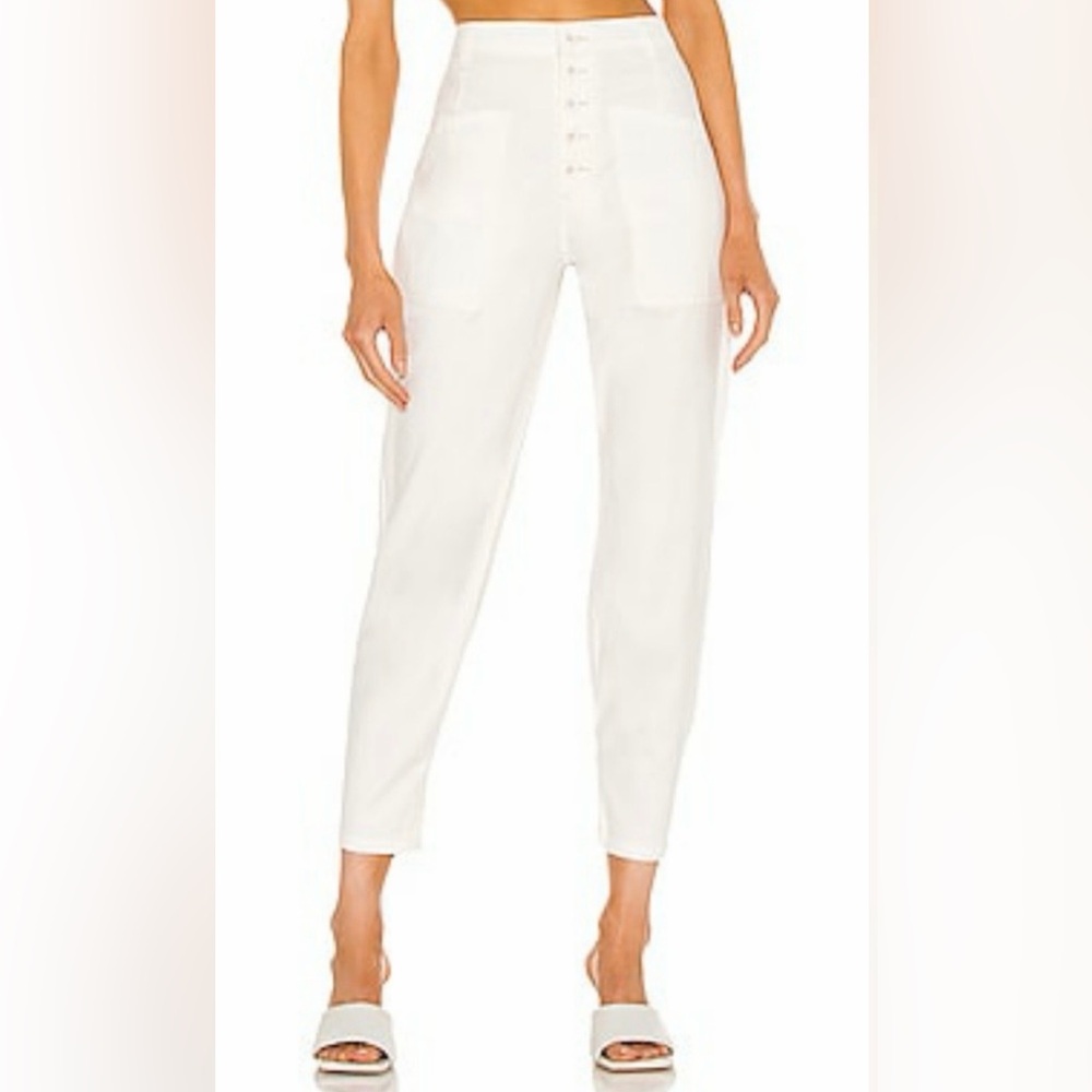 PISTOLA Tammy High Rise Cotton Trouser pants  Button Fly-Alabaster White -Sz 27 - Picture 2 of 15